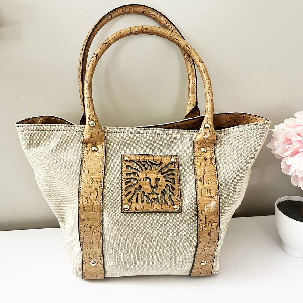 Anne Klein Lionhead Handbag with Faux Cork Detail